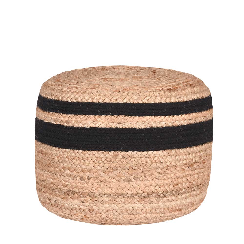 Möbel Exclusive Sitzpouf aus Geflecht Beige und Schwarz