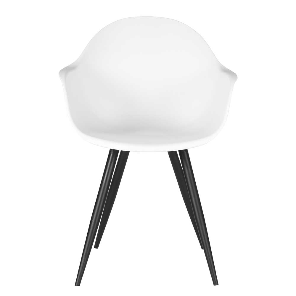 Möbel Exclusive Armlehnstuhl in Weiß und Schwarz Kunststoff und Metall (2er Set)