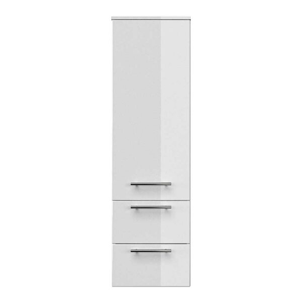 Möbel4Life Badezimmer Hochschrank in Hochglanz Weiß 120 cm hoch