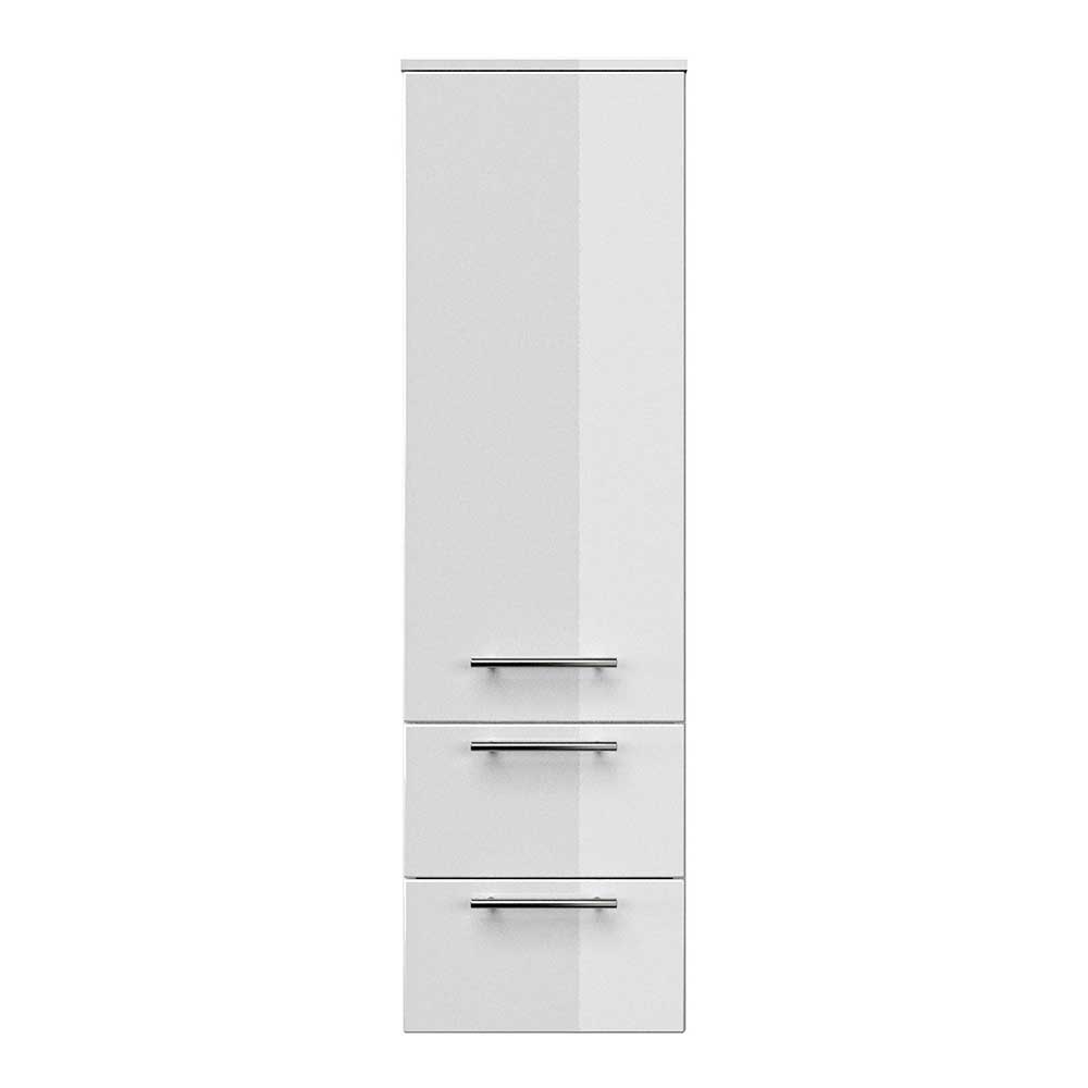 Möbel4Life Badezimmer Hochschrank in Hochglanz Weiß 120 cm hoch