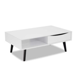 Möbel4Life Wohnzimmertisch in Weiß und Schwarz 120 cm breit