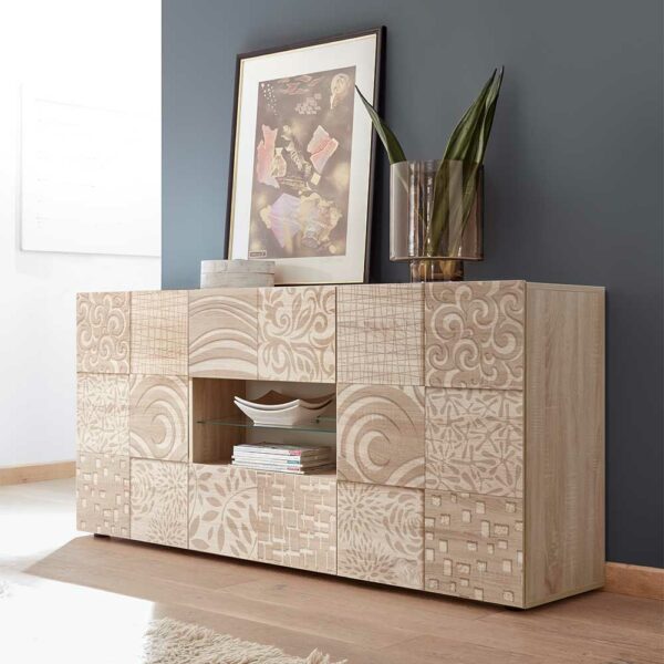 Homedreams Design Sideboard in Sonoma Eiche Siebdruck