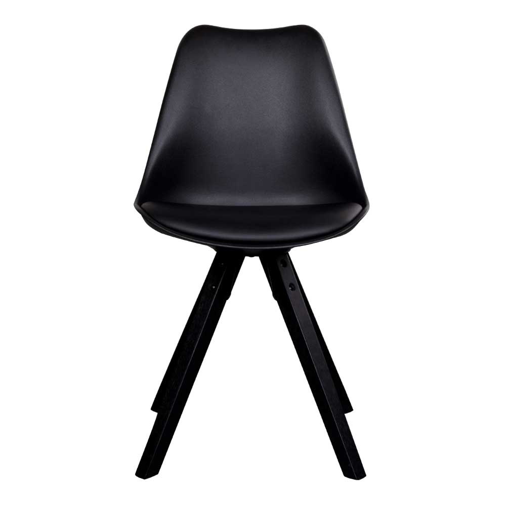4Home Schwarze Stühle aus Kunststoff und Kunstleder Schalensitz (2er Set)