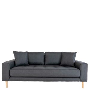 4Home Couch in Dunkelgrau Webstoff Eichefarben