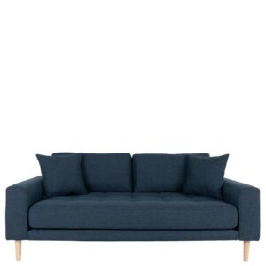 4Home 180 cm breites Wohnzimmer Sofa in Dunkelblau und Eichefarben Armlehnen
