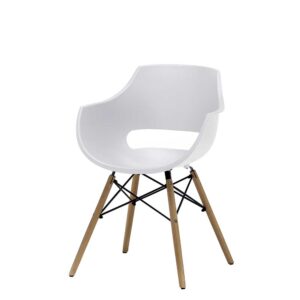 TopDesign Kunststoff Stühle in Weiß Massivholzgestell (4er Set)