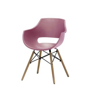 TopDesign Esstisch Stühle in Altrosa Kunststoff und Buche Massivholz (4er Set)