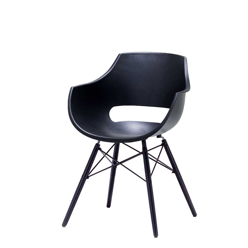 TopDesign Stühle in Schwarz Kunststoff und Buche Massivholz (4er Set)