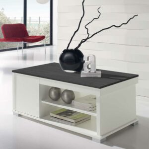 Furnitara Design Couchtisch in Schwarzgrau und Weiß hochklappbarer Tischplatte