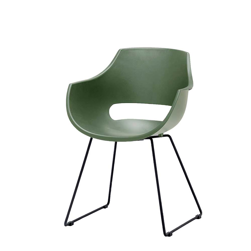 TopDesign Kunststoff Esszimmerstühle in Grün Metallbügeln (4er Set)