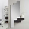 Furnitara Wandkonsole und Spiegel in Schwarzgrau und Weiß Hochglanz modern (vierteilig)