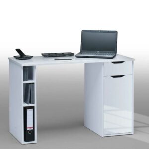 Müllermöbel Computer-Schreibtisch in Hochglanz Weiß Melaminharzbeschichtung