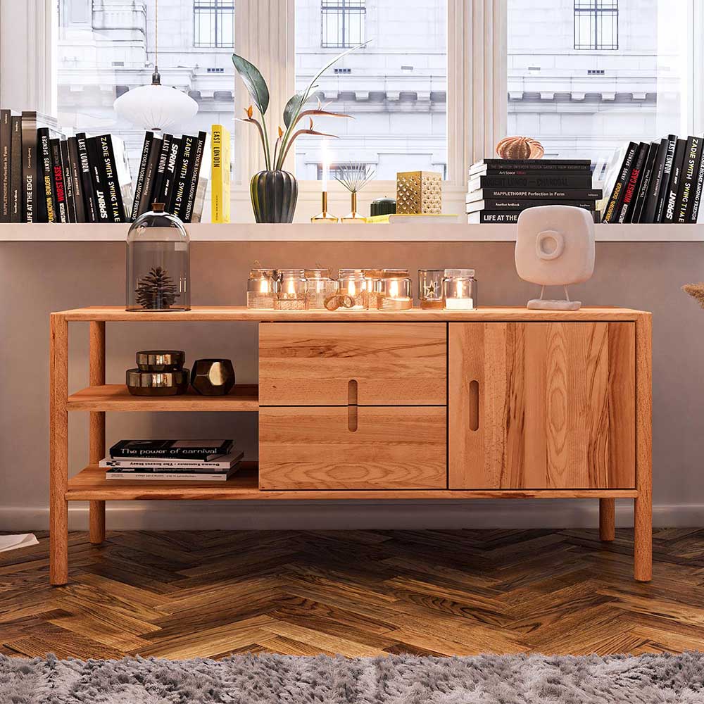 Basilicana Sideboard 64 cm hoch mit zwei Schubladen Drehtüren