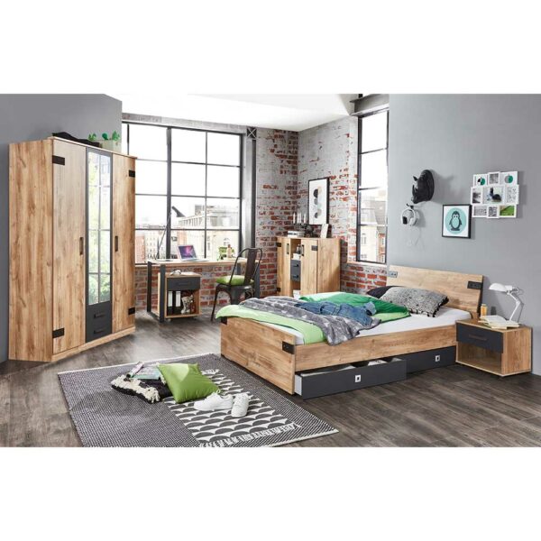 Star Möbel Komplettjugendzimmer im Industry und Loft Stil Made in Germany (sechsteilig)