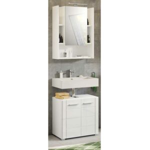 Möbel4Life Möbel für Gäste WC mit Spiegelschrank Weiß (zweiteilig)