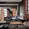 Star Möbel Komplettschlafzimmer Industriestil in Plankeneiche NB Schwarzgrau (vierteilig)