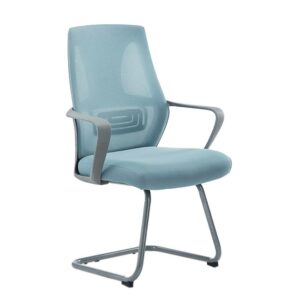 BestLivingHome Wartebereich Stuhl in Hellblau und Grau Schwinggestell