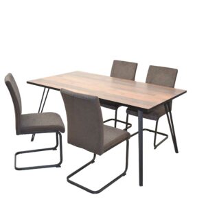 Möbel4Life Schwingstühle mit Tisch vier Sitzplätze Braun (fünfteilig)