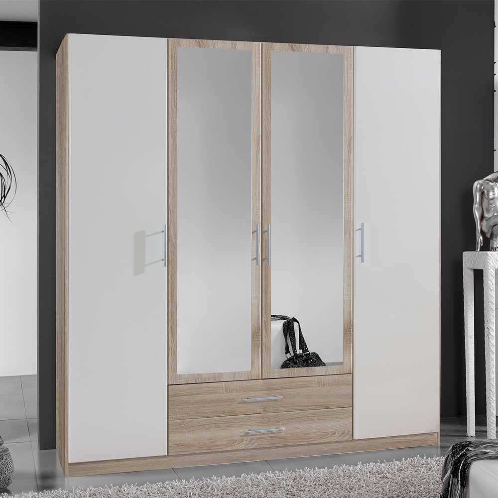 Star Möbel Kleiderschrank zweifarbig mit Spiegeltüren und Schubladen Made in Germany