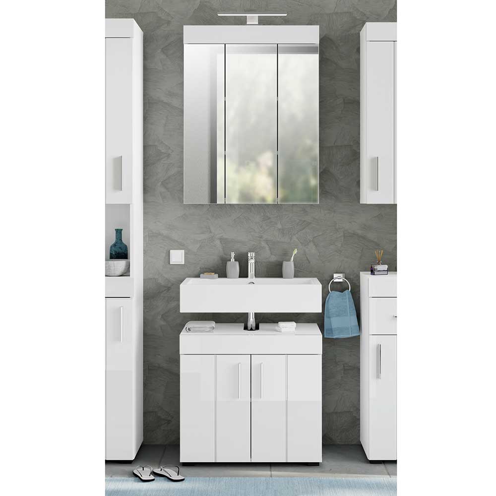 Möbel4Life Gästetoilette Möbel Set in Weiß inklusive Spiegelschrank (zweiteilig)