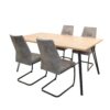 Möbel4Life Tischgruppe 5teilig in Wildeichefarben - Schwarz - Grau vier Sitzplätze (fünfteilig)