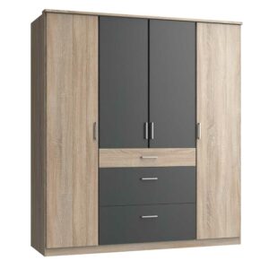 Star Möbel Drehtürenkleiderschrank modern mit drei Schubladen Made in Germany