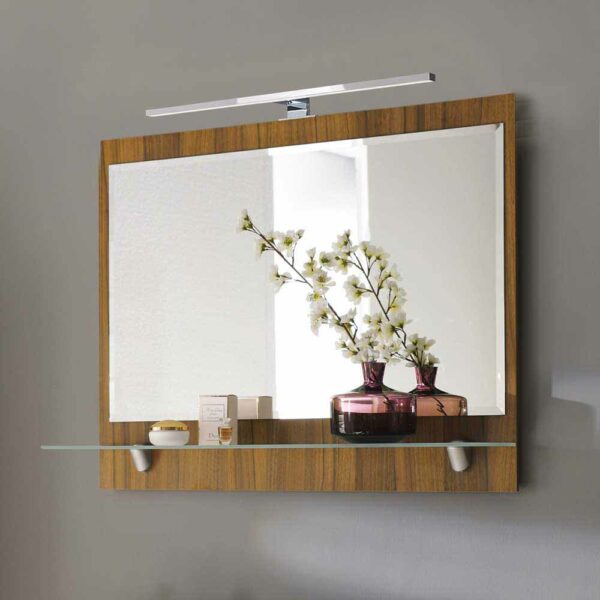 Möbel4Life Badezimmerspiegel mit LED Beleuchtung Walnuss