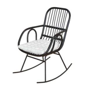 Möbel4Life Schaukelstuhl schwarz aus Rattan und Metall Landhausstil