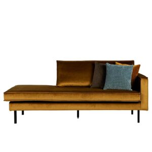 Basilicana Couch Recamiere in Honigfarben Samt Retrostil