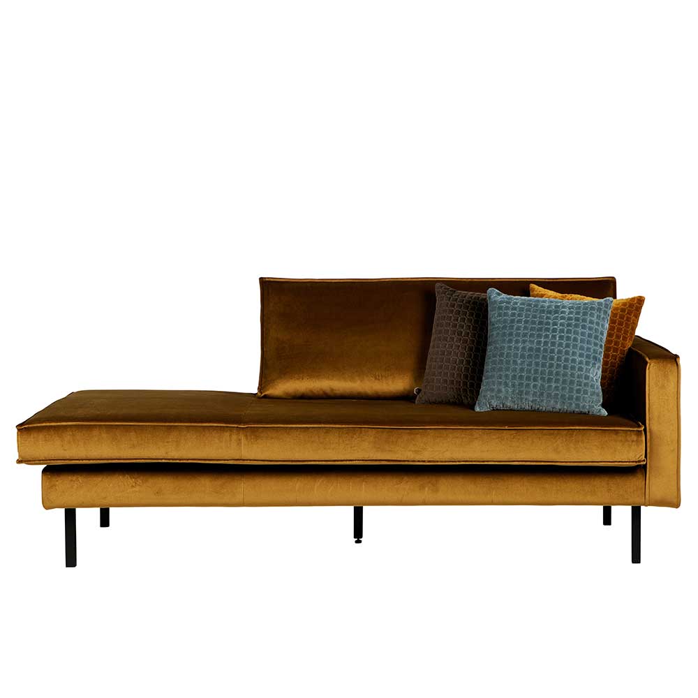 Basilicana Couch Recamiere in Honigfarben Samt Retrostil