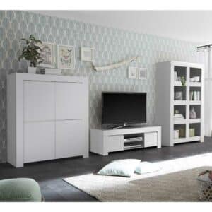 Homedreams TV Wohnwand in Weiß lackiert modern (dreiteilig)
