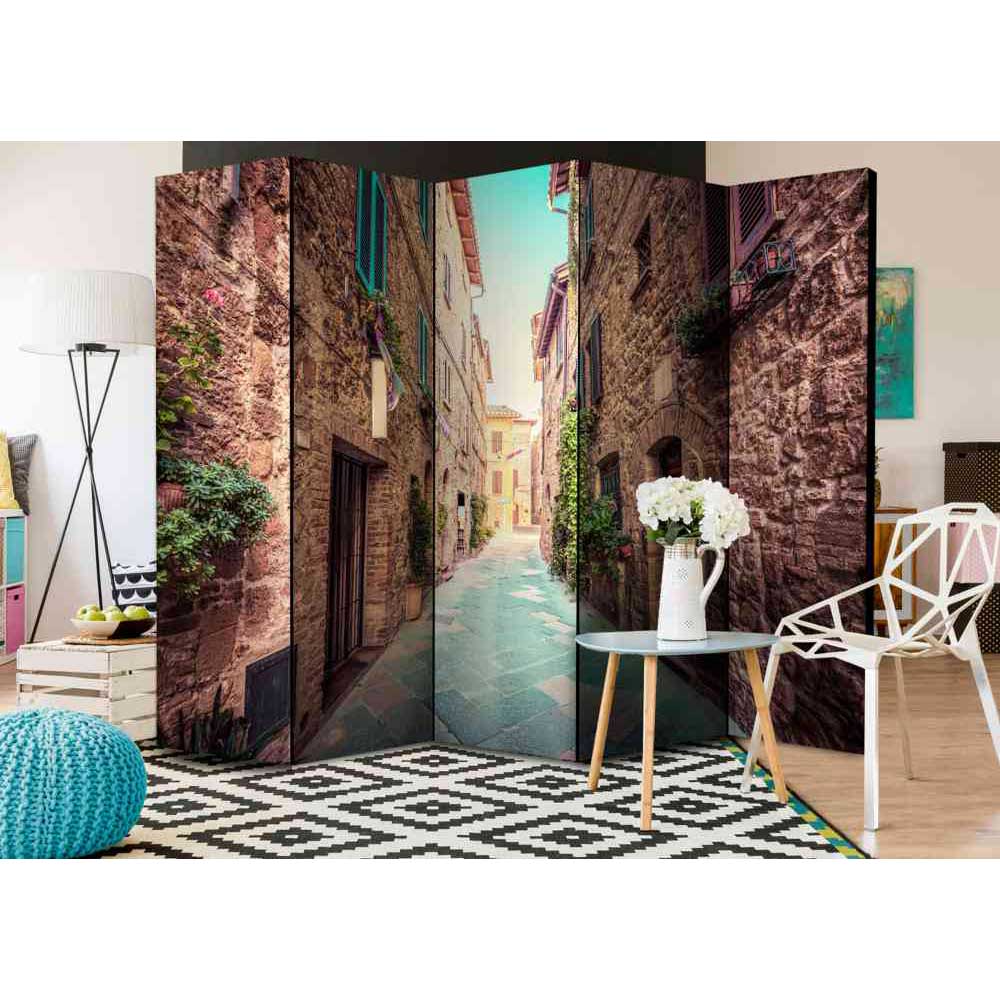 4Home Spanischer Raumteiler mit Altstadt Gässchen in der Toscana 225 cm breit
