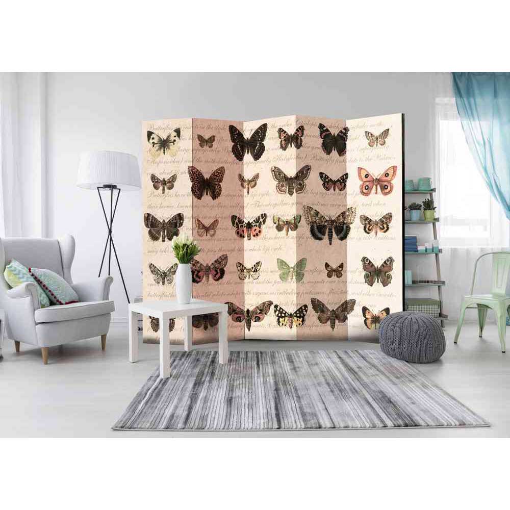 4Home Paravent Trennwand mit Schmetterlingen 225 cm breit