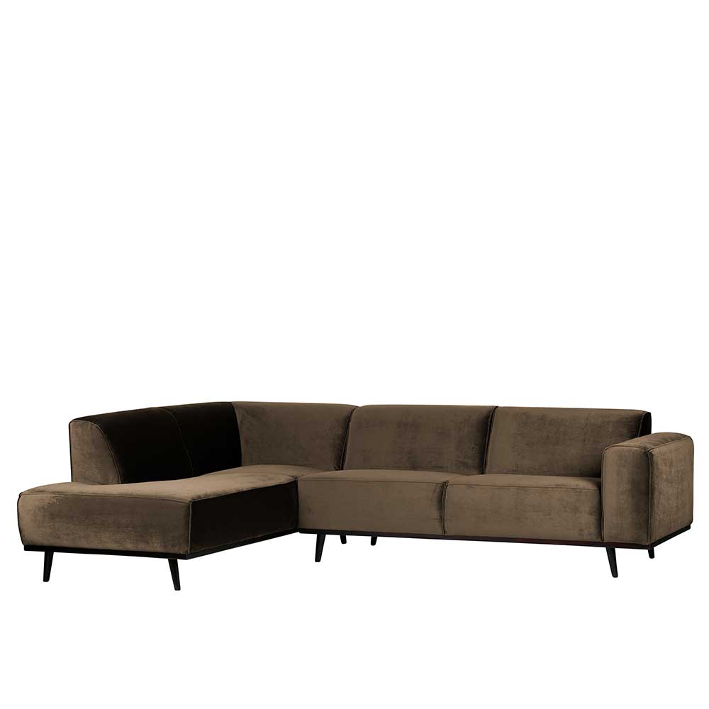 Basilicana Sofa Rundecke in Taupe Samt Retrostil