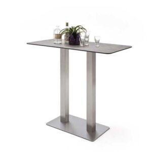 TopDesign Küchenbartisch mit Keramik Glasplatte Braun Grau