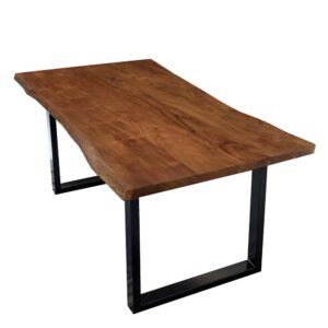 Möbel Exclusive Baumkantentisch in Nussbaumfarben lackiert und gewachst Akazie Massivholz und Stahl