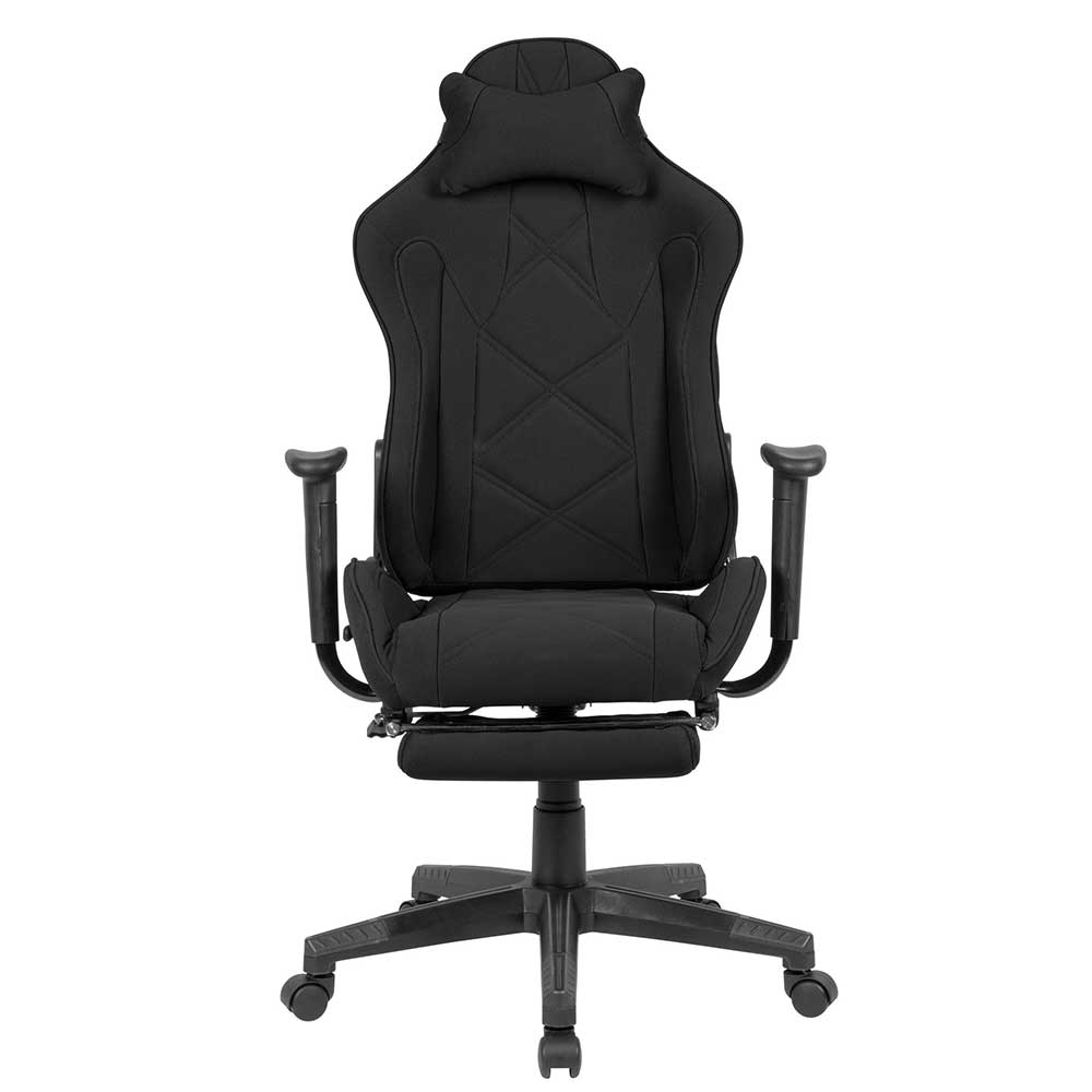 Möbel4Life Gaming Stuhl in Schwarz Webstoff verstellbarer Rückenlehne
