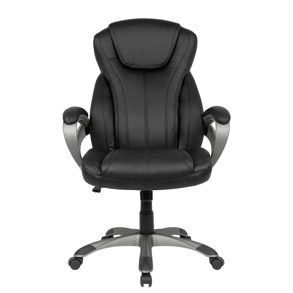 Möbel4Life Bürodrehstuhl in Schwarz Kunstleder verstellbarer Rückenlehne