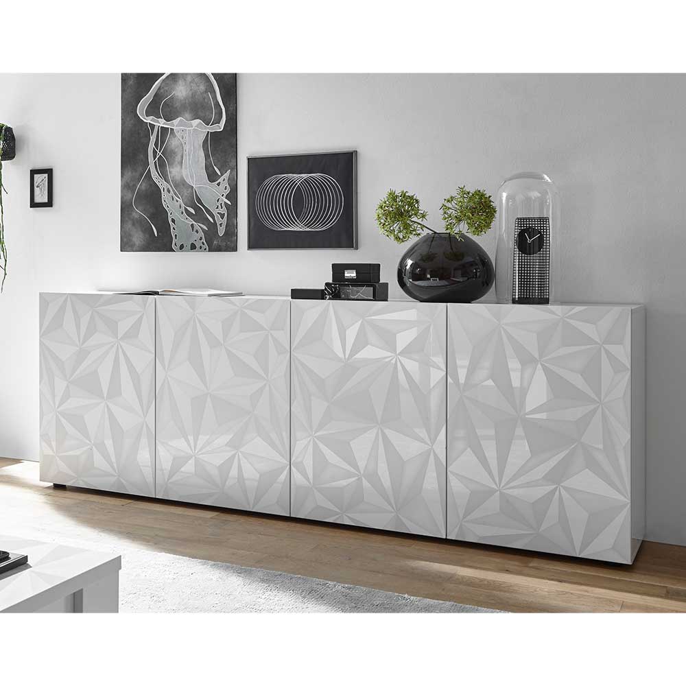 Homedreams Esszimmer Sideboard in Weiß Hochglanz 4-türig