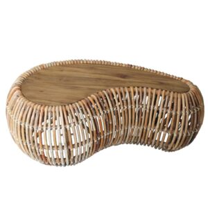 Möbel Exclusive Nierentisch aus Rattan Teak Massivholz