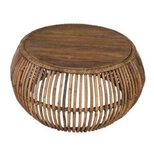 Möbel Exclusive Rattan Couchtisch rund Teak massiv