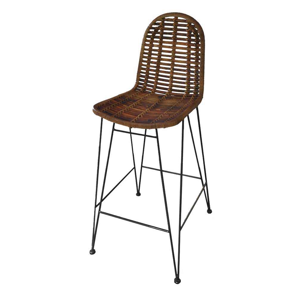 Möbel Exclusive Rattan Barstuhl aus Metall modern