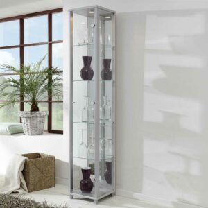 Star Möbel Wohnzimmer Vitrinenschrank in Silberfarben 1-türig