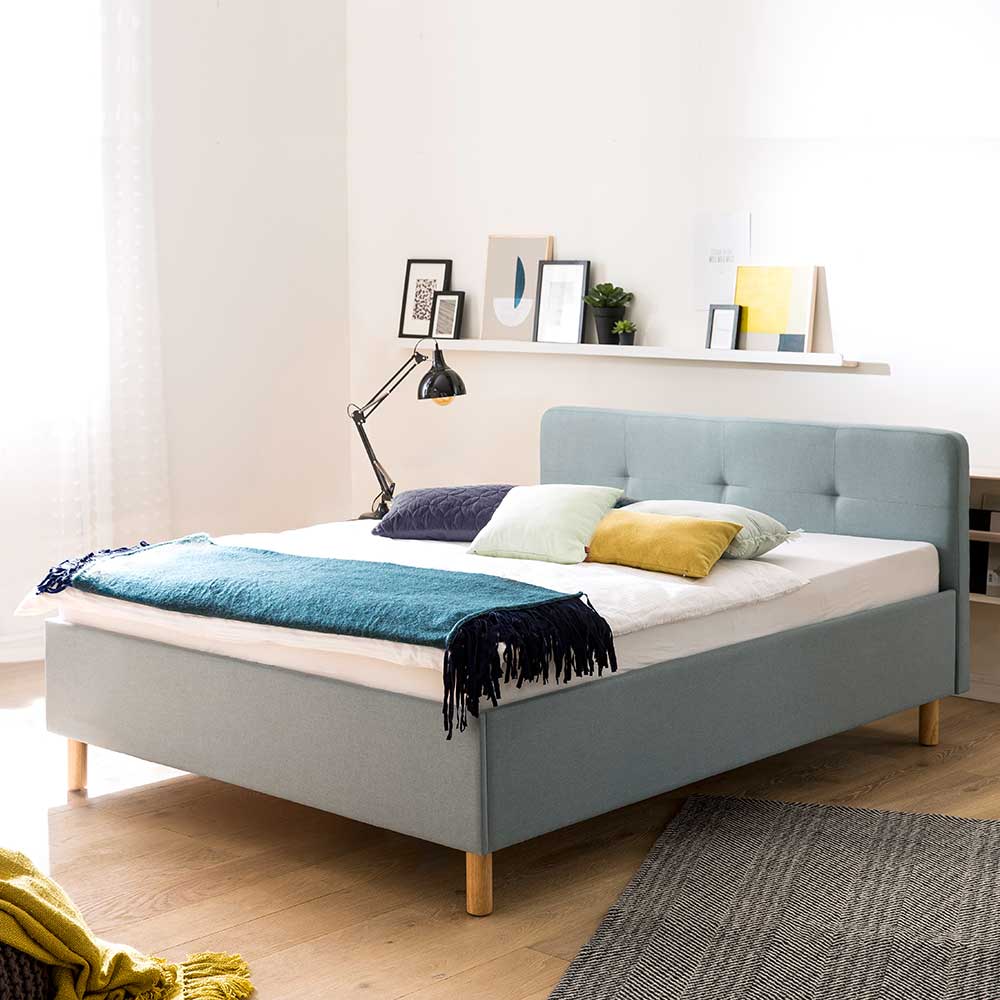 Homedreams Komfortbett in Hellblau Webstoff Skandi Design