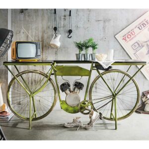Life Meubles Designtisch in Grün und Mangobaum Fahrrad Style