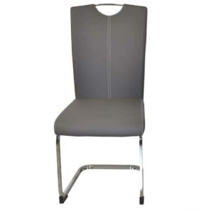 Möbel4Life Freischwinger Stuhl Set in Grau Kunstleder hoher Lehne & Griff (2er Set)