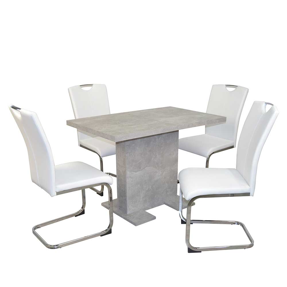 Möbel4Life 5teilige Sitzgruppe in Beton Optik Grau Weiß (fünfteilig)