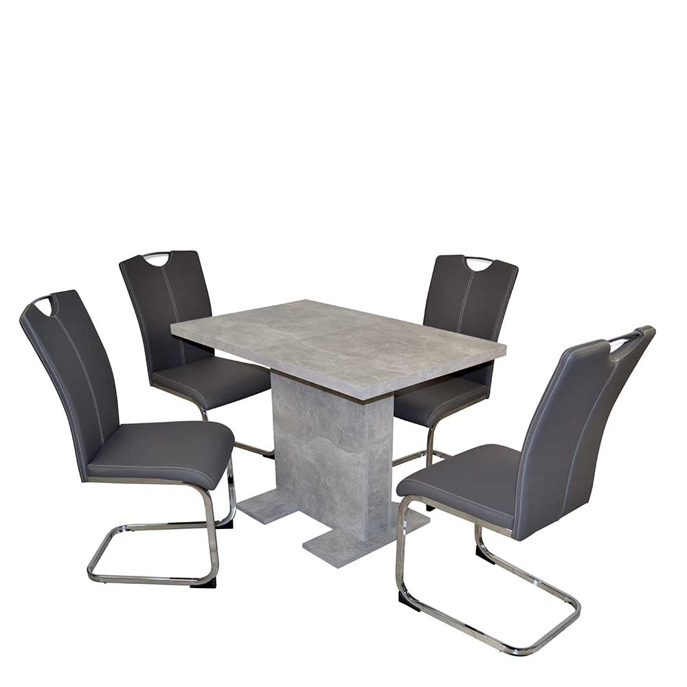 Möbel4Life Sitzgruppe 5teilig in Beton Grau Grau Chrom (fünfteilig)