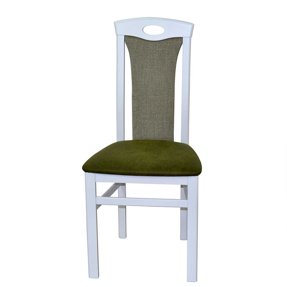 Möbel4Life Gepolsterte Esstisch Stühle in Weiß Grün (2er Set)