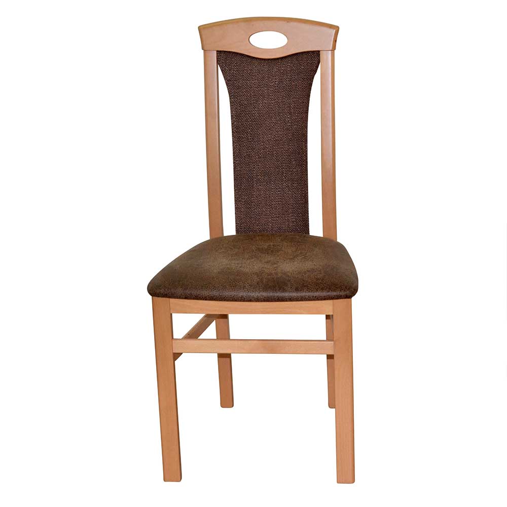 Möbel4Life Esstisch Stühle Buche Bezug in Braun 95 cm hoch (2er Set)